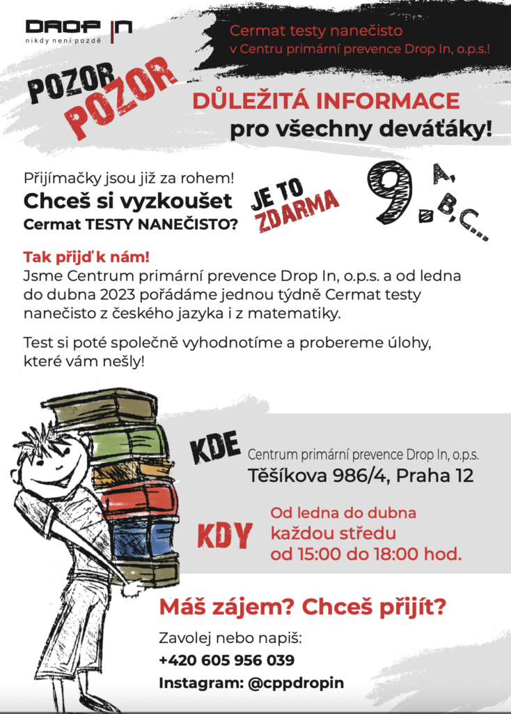 testy Cermat nanečisto v Centru primární prevence Drop In, o.p.s.